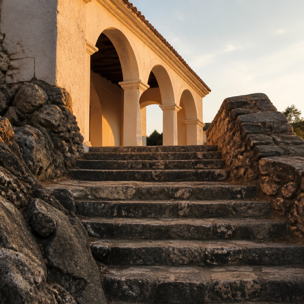 Escalinata y atrio de la Ermita de San Lucas en Palenciana