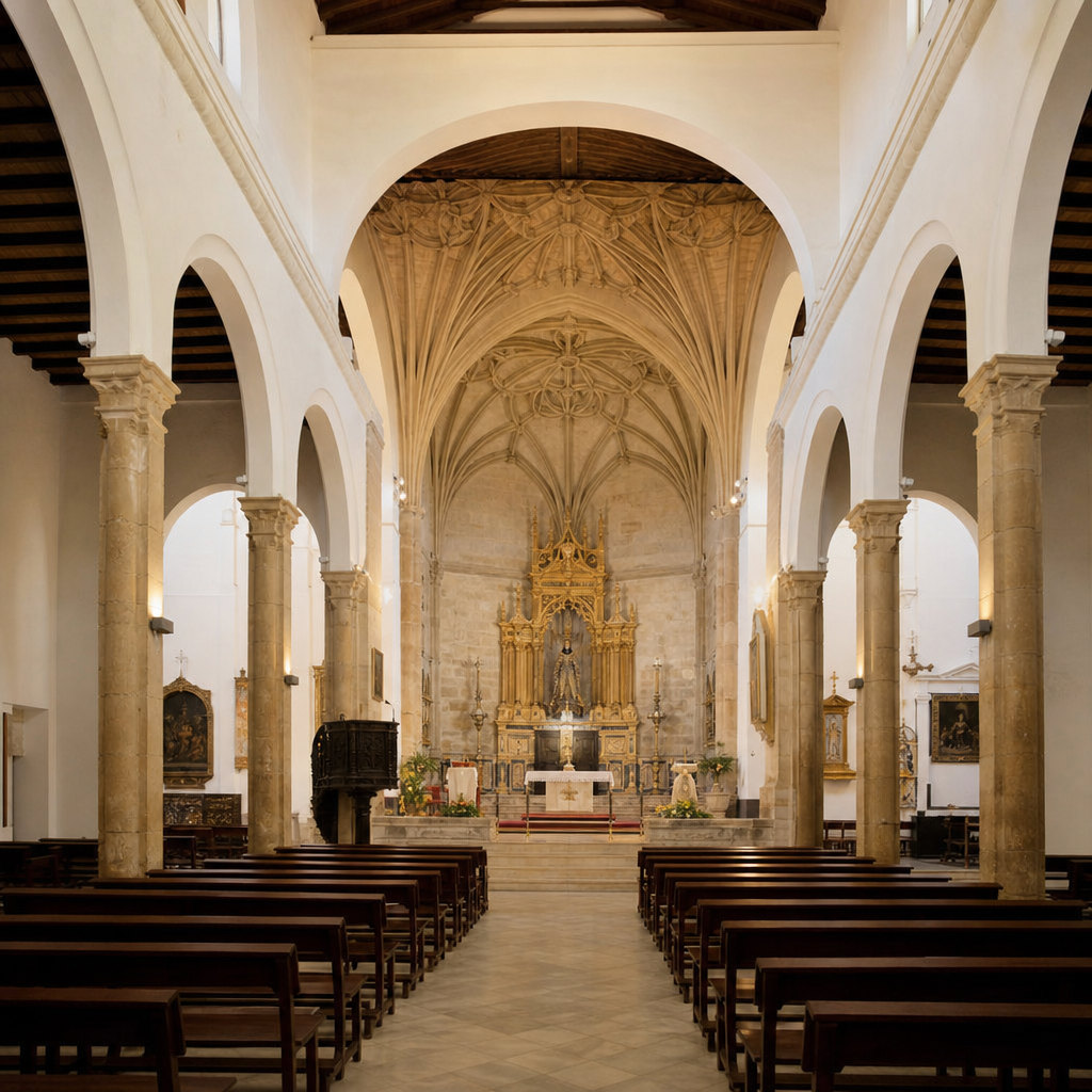 Naves y bóveda de terceletes de la iglesia de la Asunción de Pedro Abad