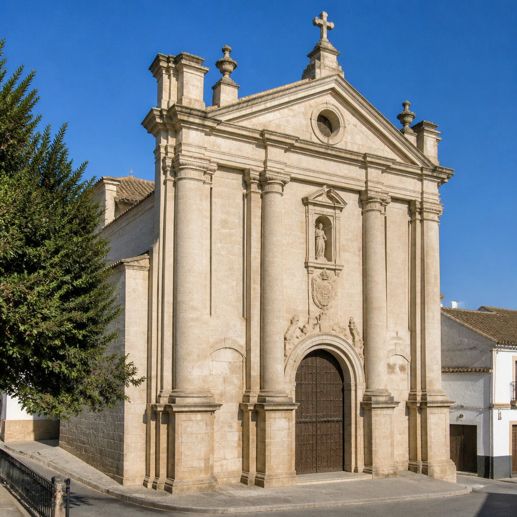 Iglesia de Santa Rafaela María en Pedro Abad, portada con columnas