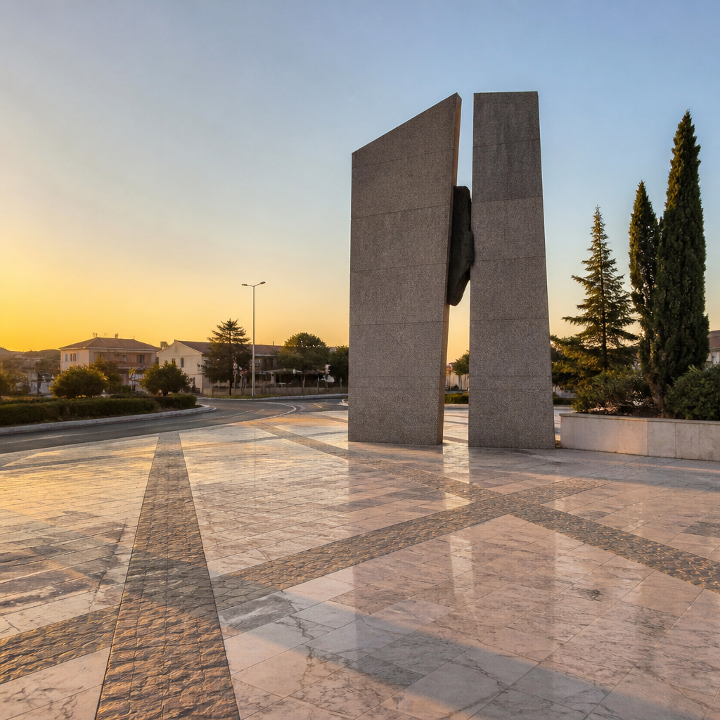 Monumento a Santa Rafaela María en Pedro Abad, granito gris en la plaza
