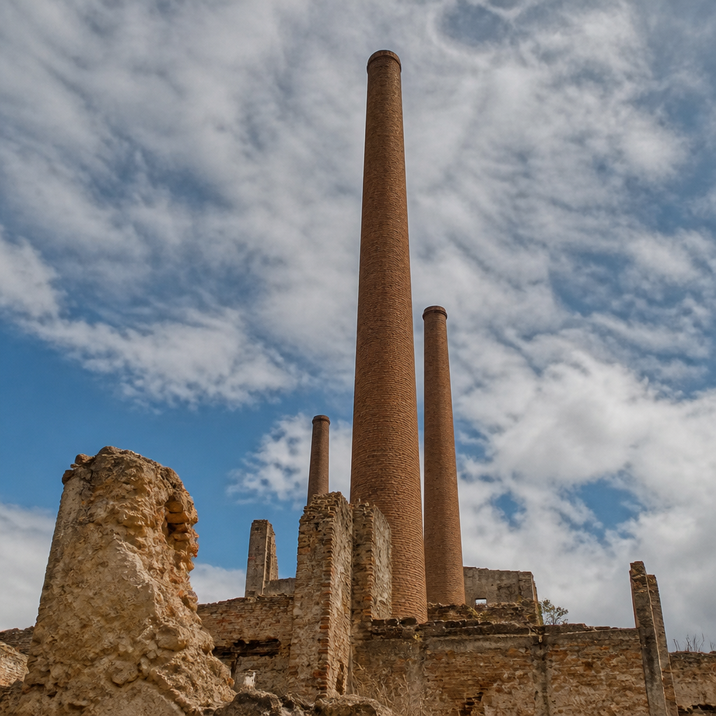 Chimeneas conservadas del Cerco en una vista del tour virtual.