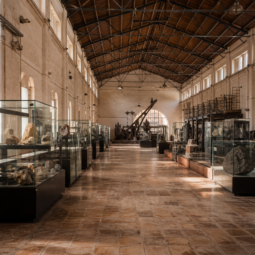 Interior de la nave del Museo Geológico-Minero de Peñarroya-Pueblonuevo al final de la visita