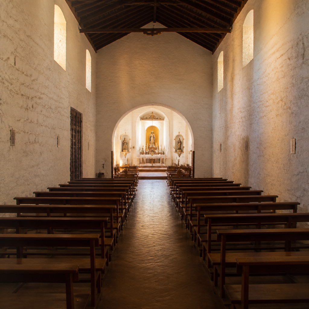 Nave única encalada de la Real Iglesia Matriz de Nuestra Señora del Rosario en Peñarroya-Pueblonuevo
