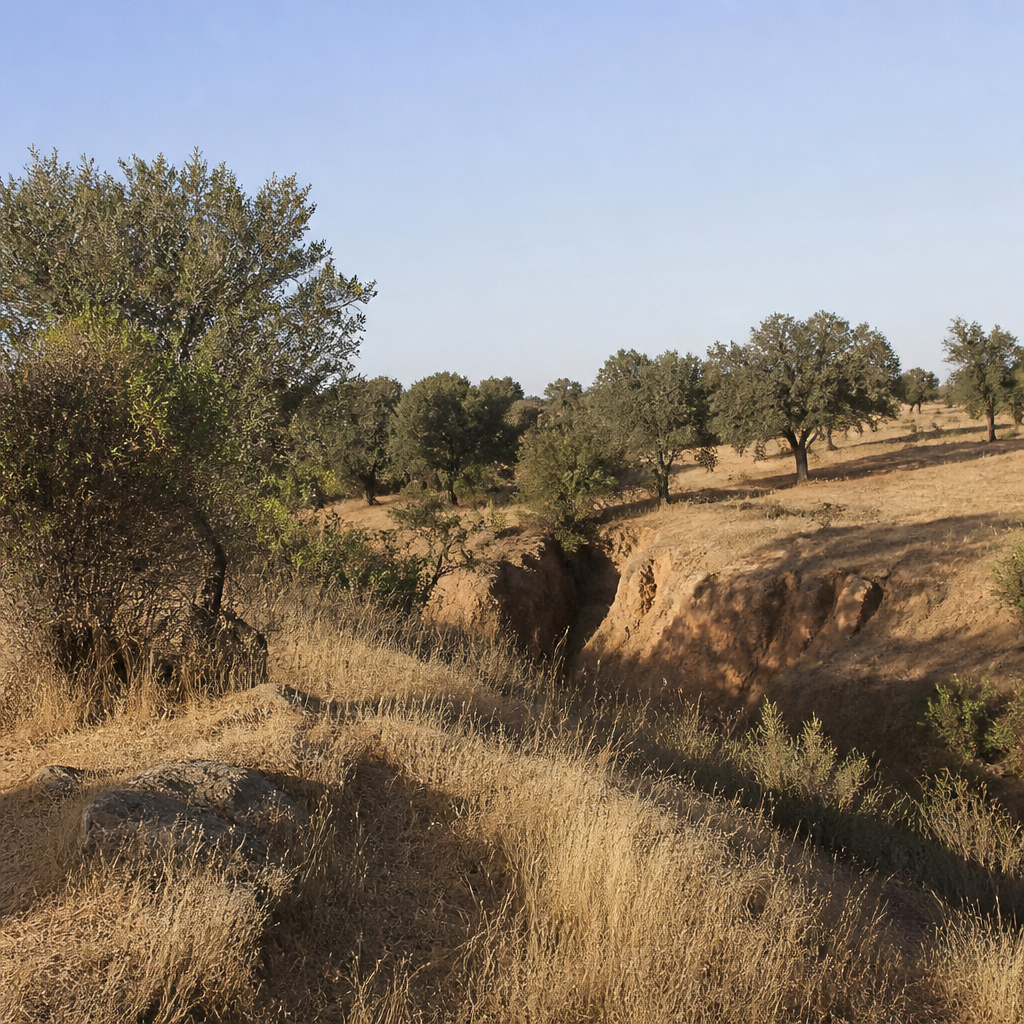 Paisaje del barranco, entorno del Yacimiento Arqueológico Barranco del Búho en Posadas