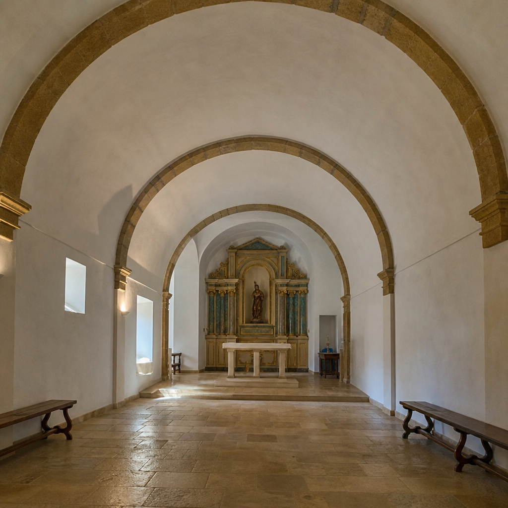 Nave con bóveda de cañón de la Ermita de Jesús de la Columna, qué ver en Pozoblanco