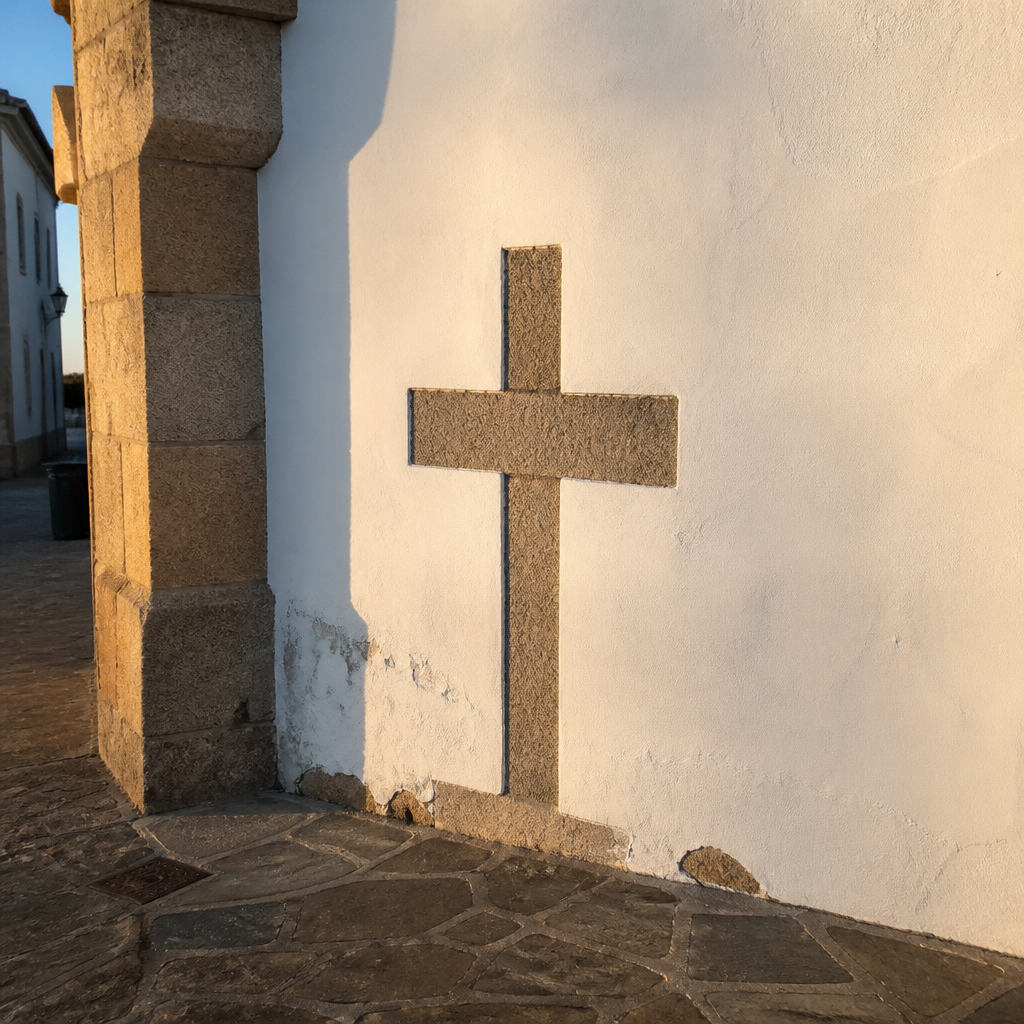 Cruz de granito de 1629 en el muro de la Iglesia y Antiguo Hospital de Jesús Nazareno de Pozoblanco
