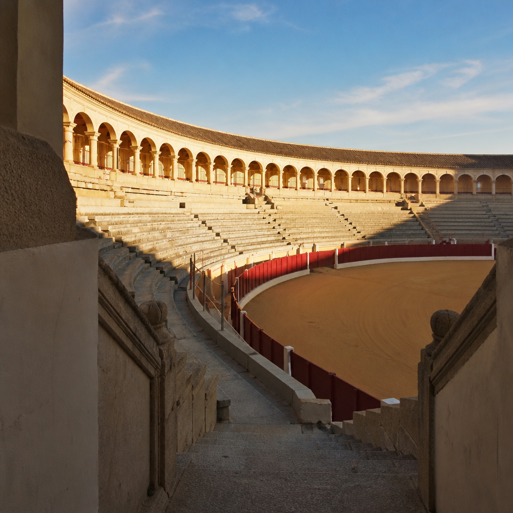 Tendidos de granito y arcadas de la Plaza de Toros Coso de los Llanos de Pozoblanco