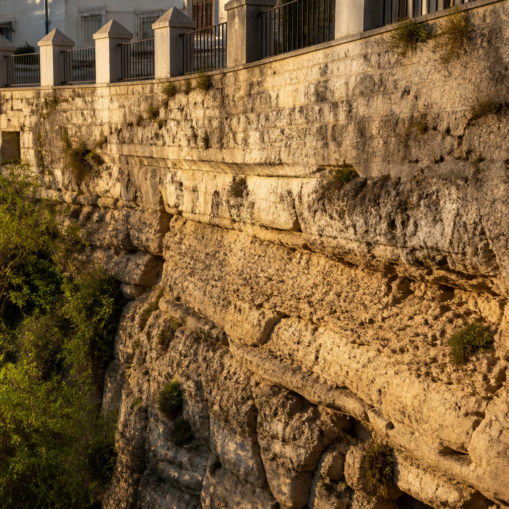 Tajo de travertino bajo el Balcón del Adarve en el Barrio de la Villa de Priego de Córdoba