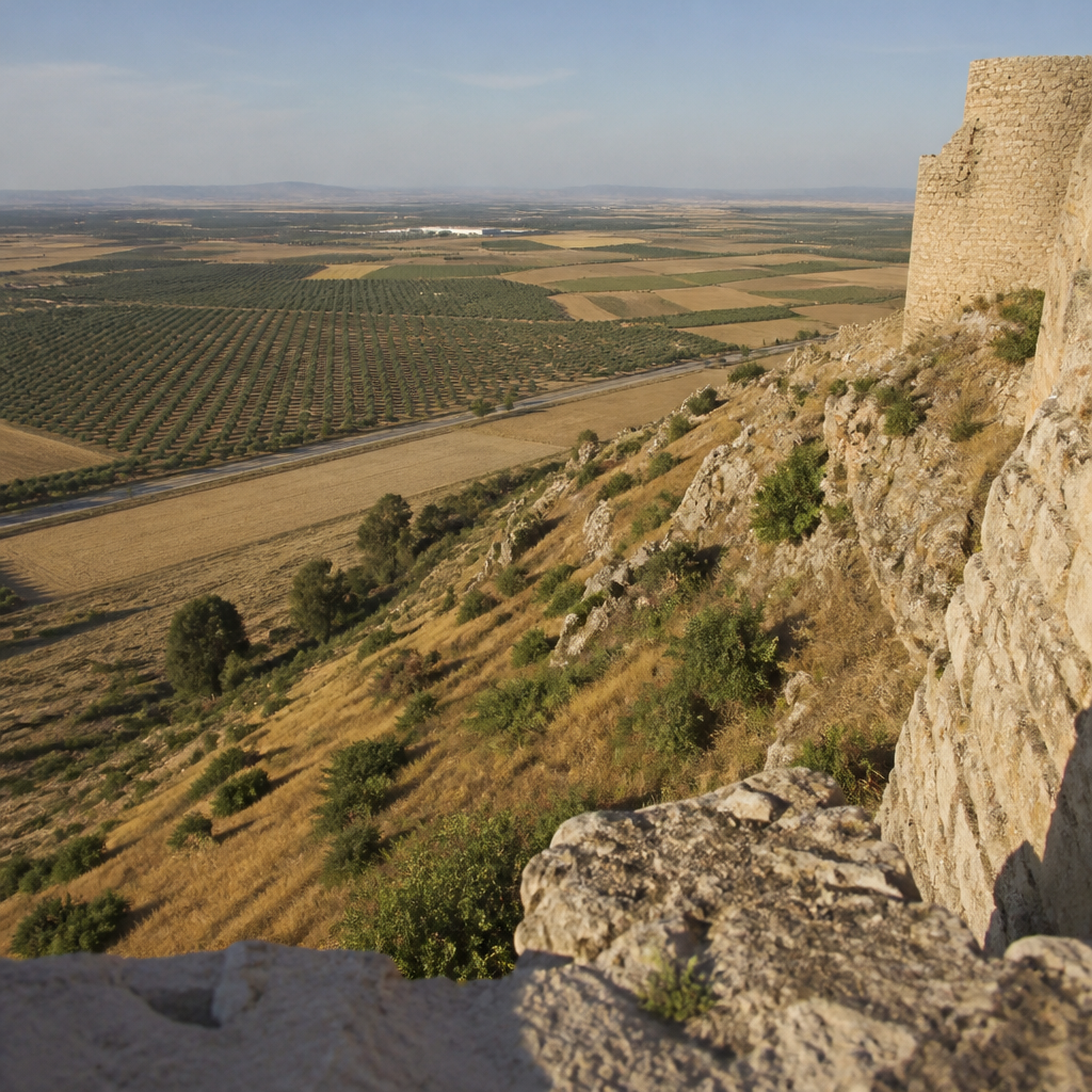 Falda de la loma de Castillo Anzur y llanura inferior donde se libró la batalla de Arnisol.