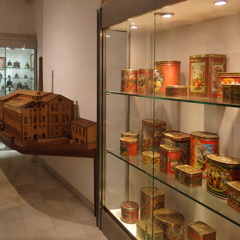Latas antiguas de dulce de membrillo en el museo de Puente Genil