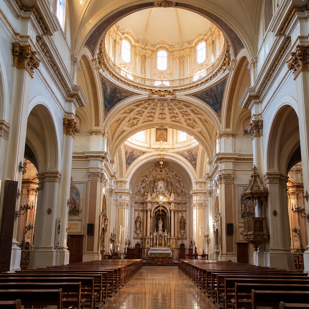 Nave y cúpula elíptica del Santuario de Nuestra Señora de la Concepción de Puente Genil