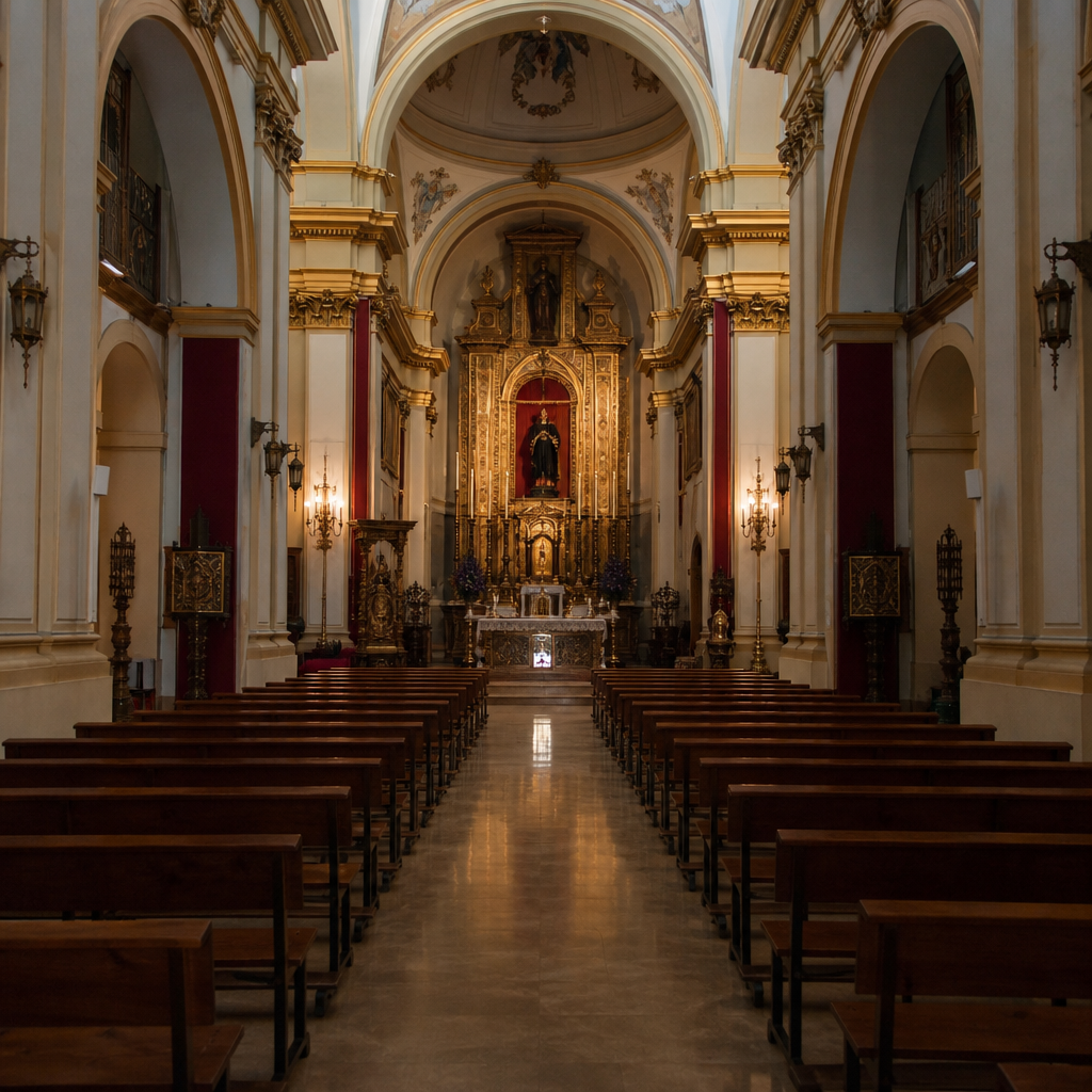 Vista de la nave del santuario hacia el altar mayor.