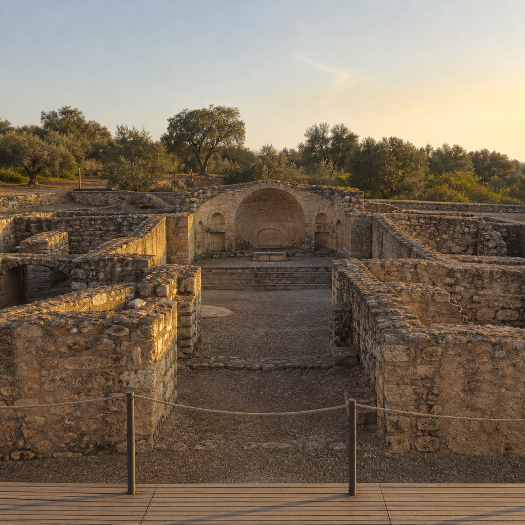 Estancia identificada como biblioteca romana en la Villa Romana de Fuente Álamo, Puente Genil