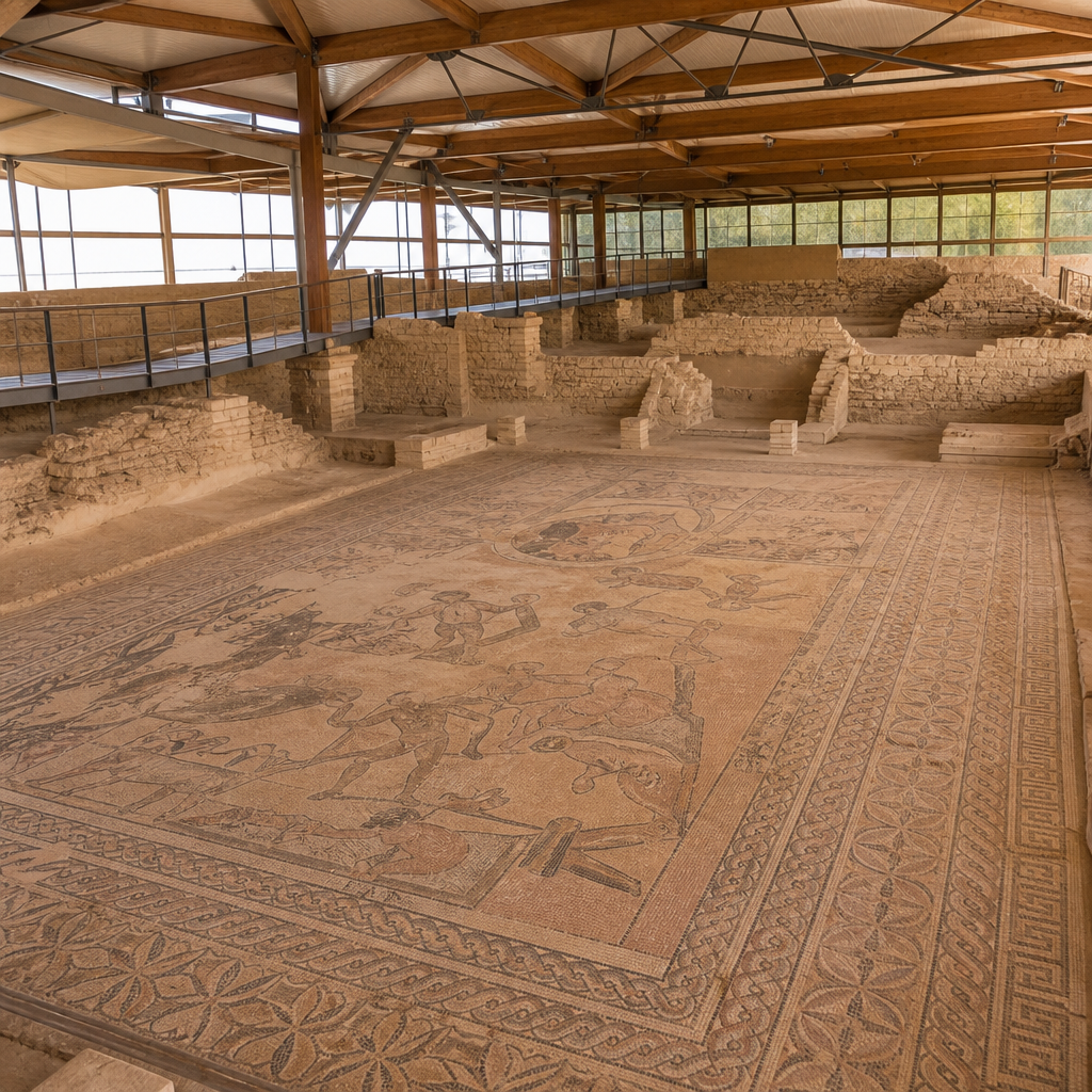 Mosaico de Baco en la Villa Romana de Fuente Álamo, Puente Genil