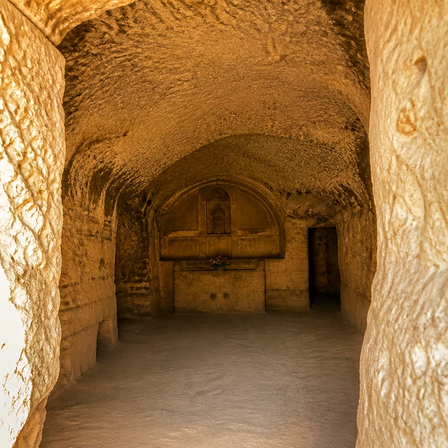 Recreación ilustrativa: Nave principal rupestre de la ermita de la Virgen de la Cabeza en Ronda
