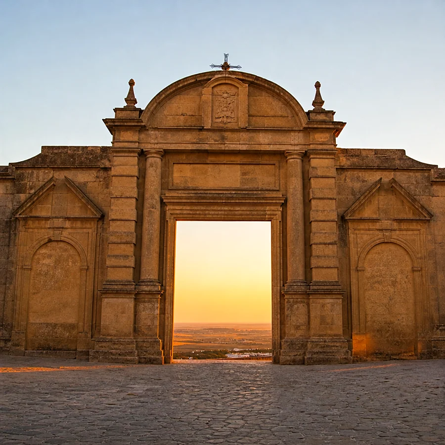Recreación ilustrativa: Puerta de Córdoba de Carmona, uno de los extremos de las puertas romanas de Carmona