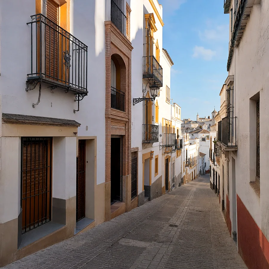 Recreación ilustrativa: Calle Sancho Ibáñez, junto al foro romano en el casco histórico de Carmona