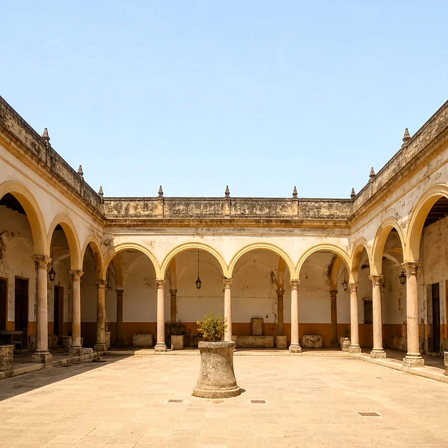 Recreación ilustrativa: Plaza de Abastos, final de la ruta a pie por Carmona