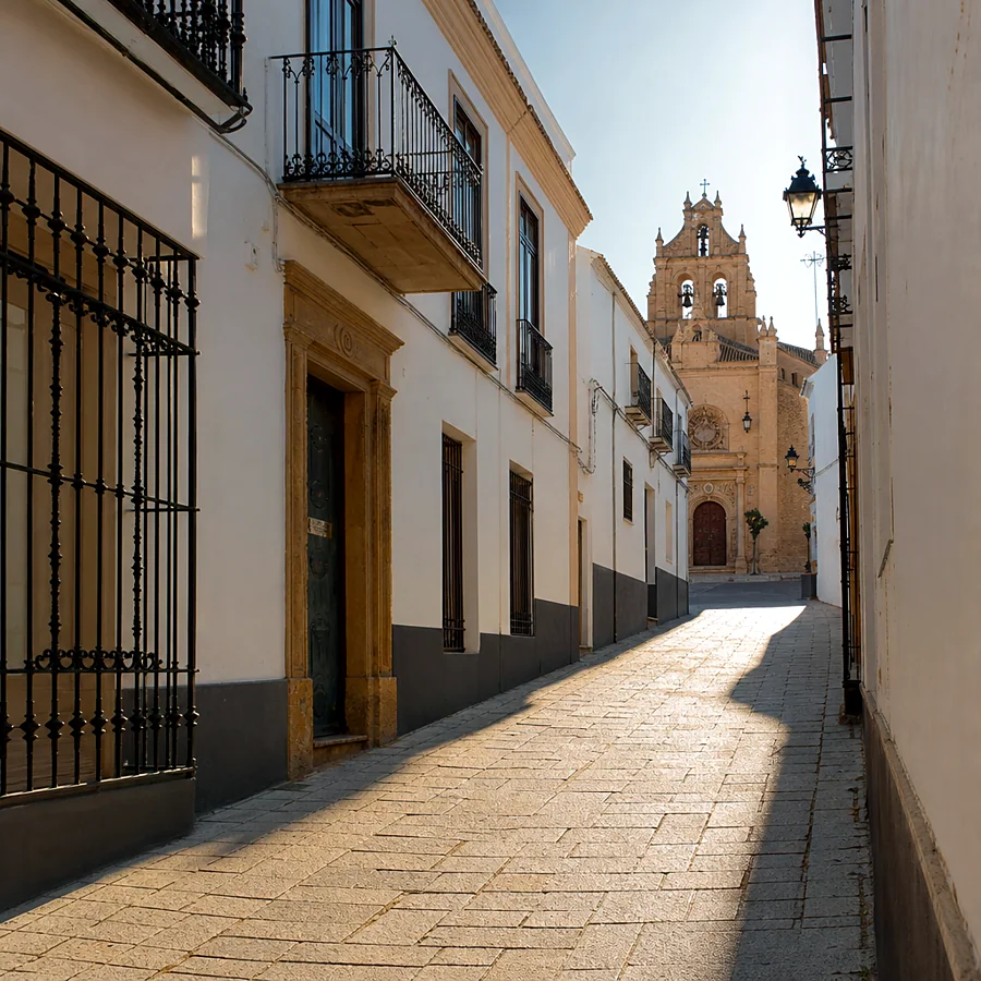 Recreación ilustrativa: Calle Martín López en el casco histórico de Carmona, camino de Santa María