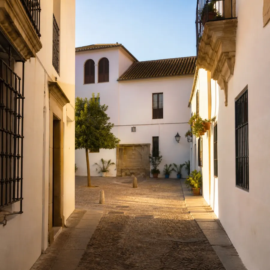 Recreación ilustrativa: Plaza de Judá Leví en la Judería de Córdoba, parada de la ruta a pie