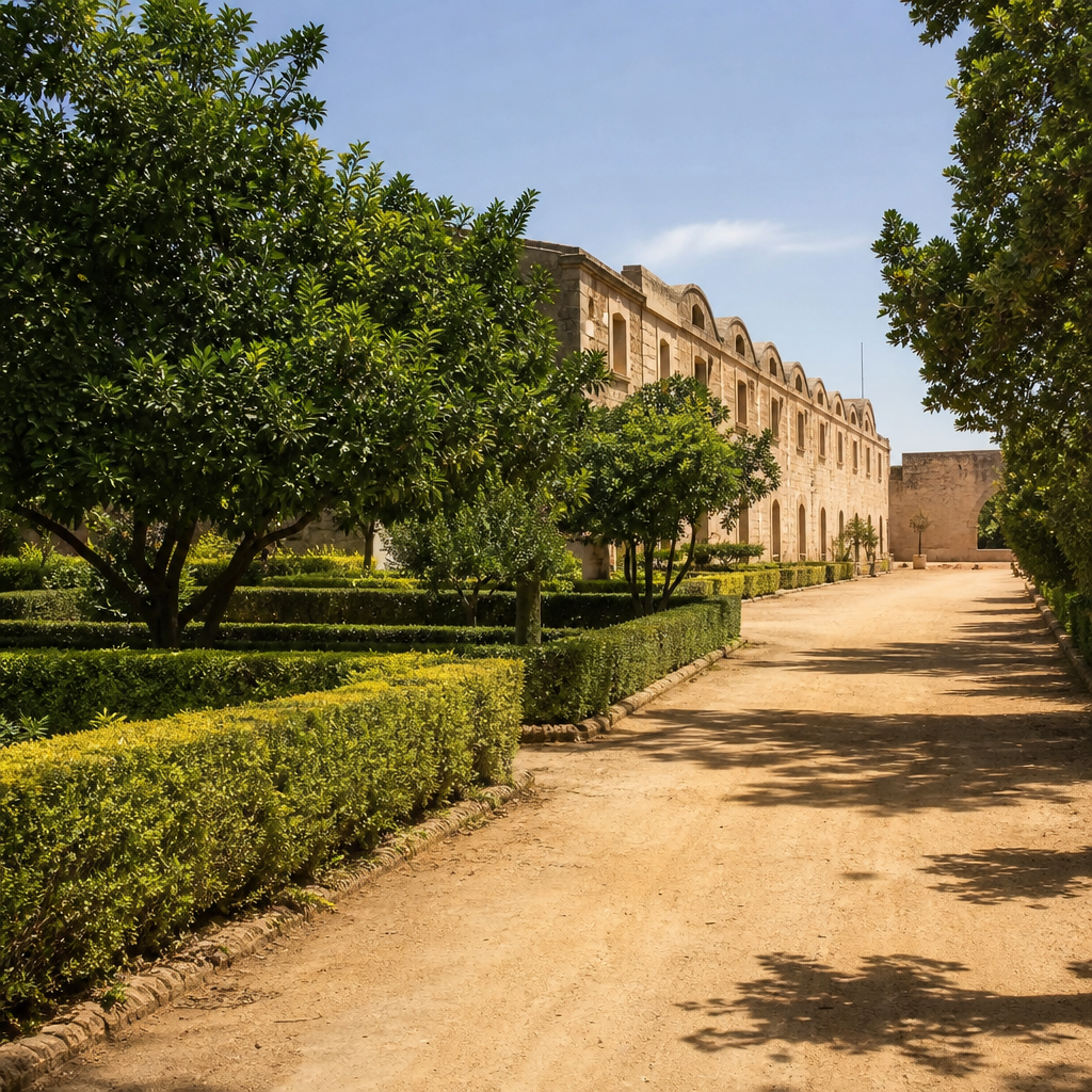 Jardines del Alcázar junto a las Caballerizas Reales de Córdoba, ruta Felipe II