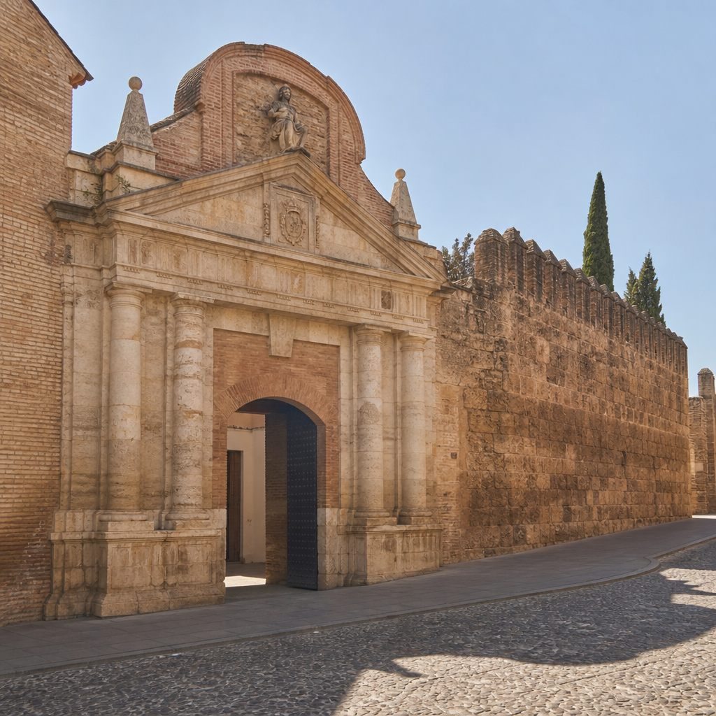 Portada de las Caballerizas Reales de Córdoba, caballo andaluz y Felipe II