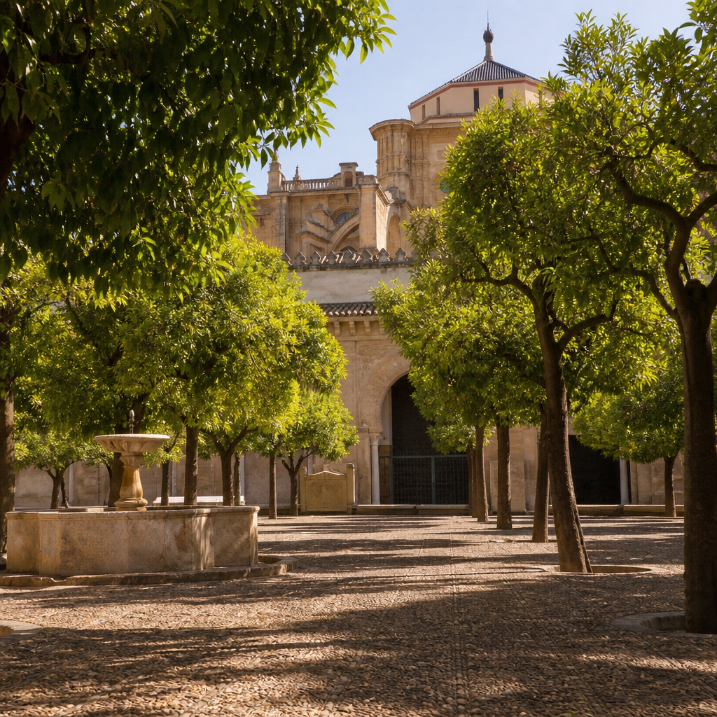 Patio de los Naranjos en la Mezquita-Catedral, historia de Córdoba