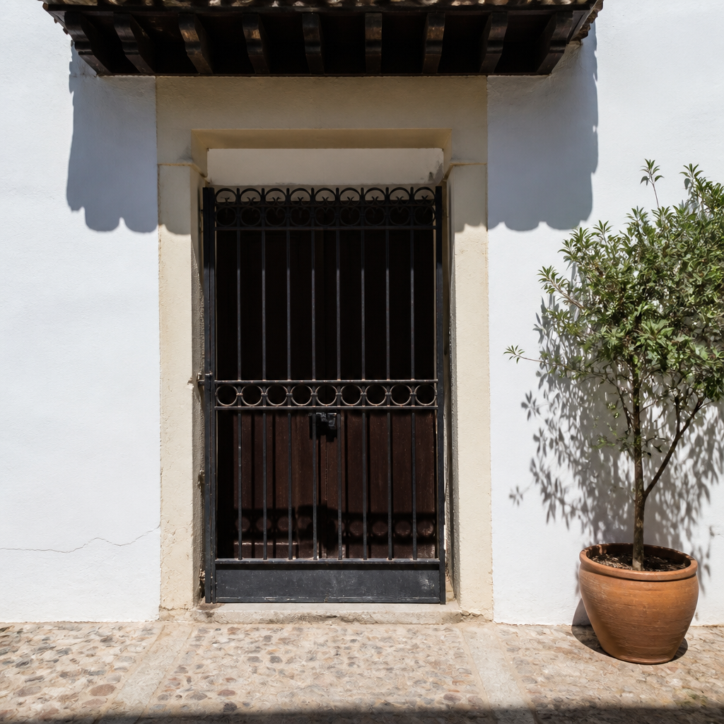 Puerta de un patio cordobés en San Basilio: cómo visitar los patios con respeto