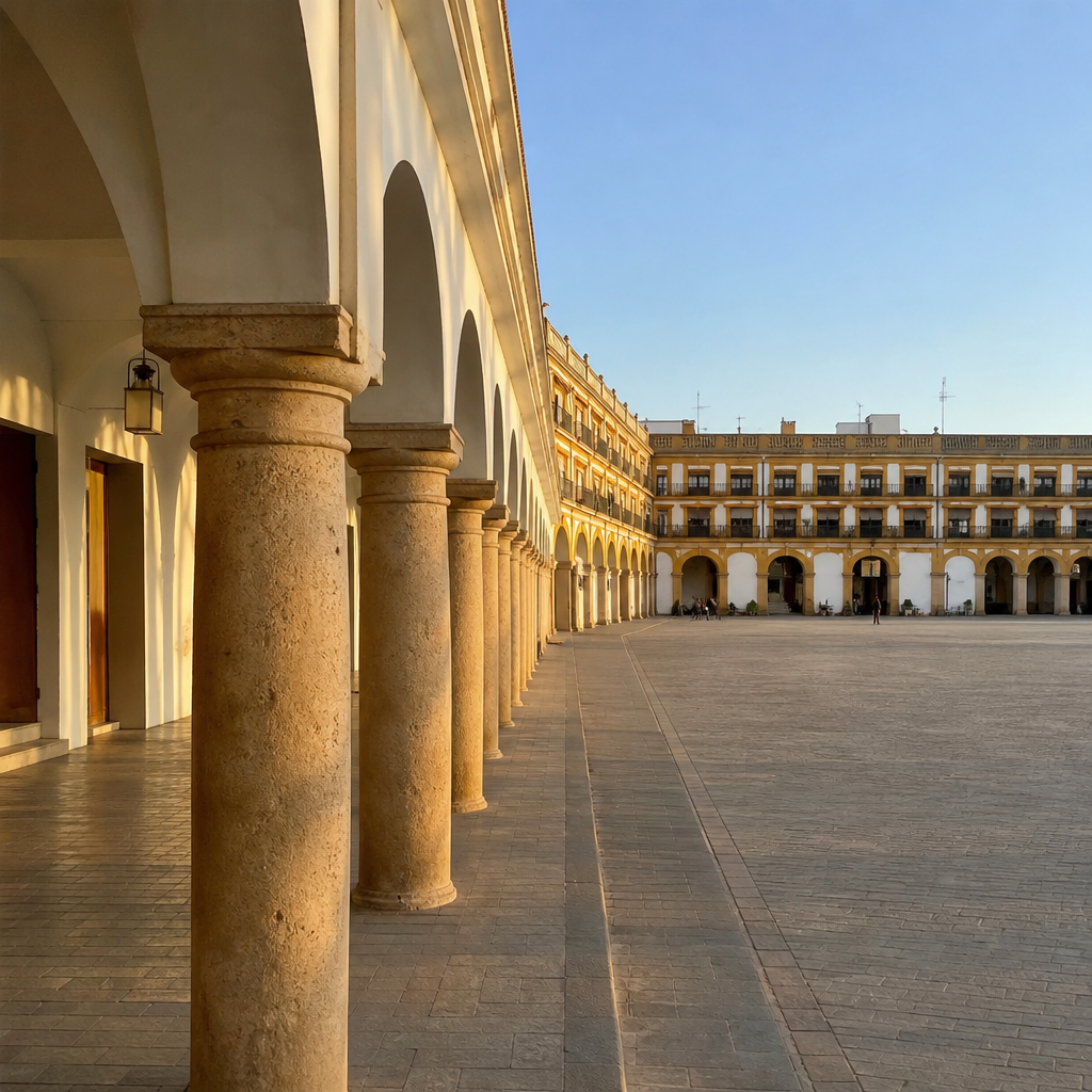Arcos de la Plaza de la Corredera en Córdoba, punto de salida de una procesión de las Cruces de Mayo