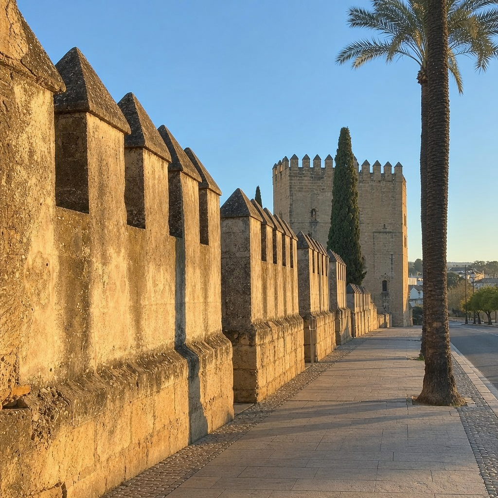 Exterior del Alcázar de los Reyes Cristianos, referencia del alcázar andalusí de Córdoba
