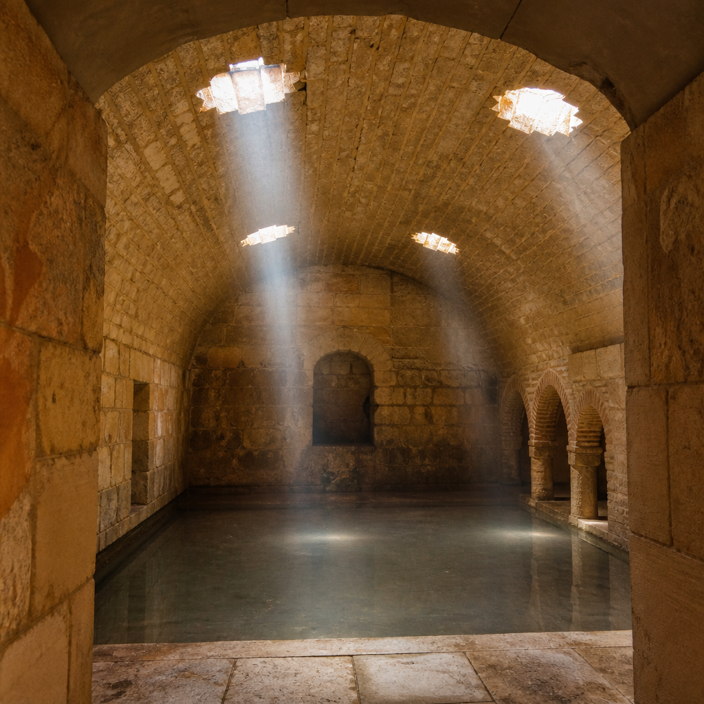 Sala fría de los Baños Califales de Córdoba, baño árabe del siglo X