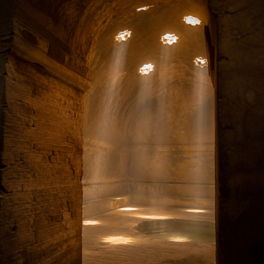 Sala caliente de los Baños Califales de Córdoba, hammam del alcázar andalusí