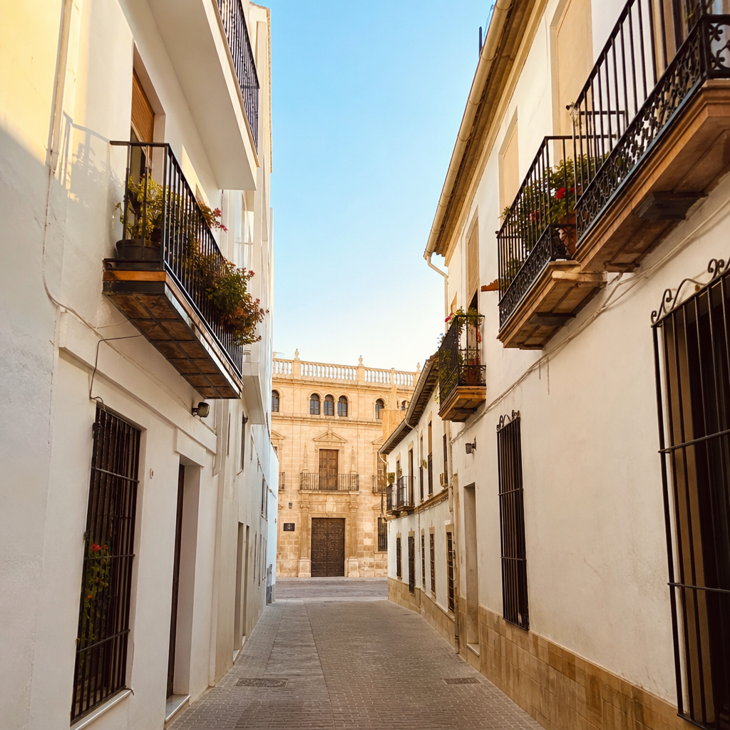 Calle San Pedro de Lucena camino del Palacio de los Condes de Santa Ana