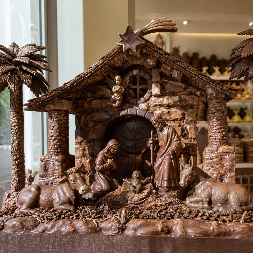 Belén de Chocolate de Rute en Galleros Artesanos, dulces de Rute en Navidad