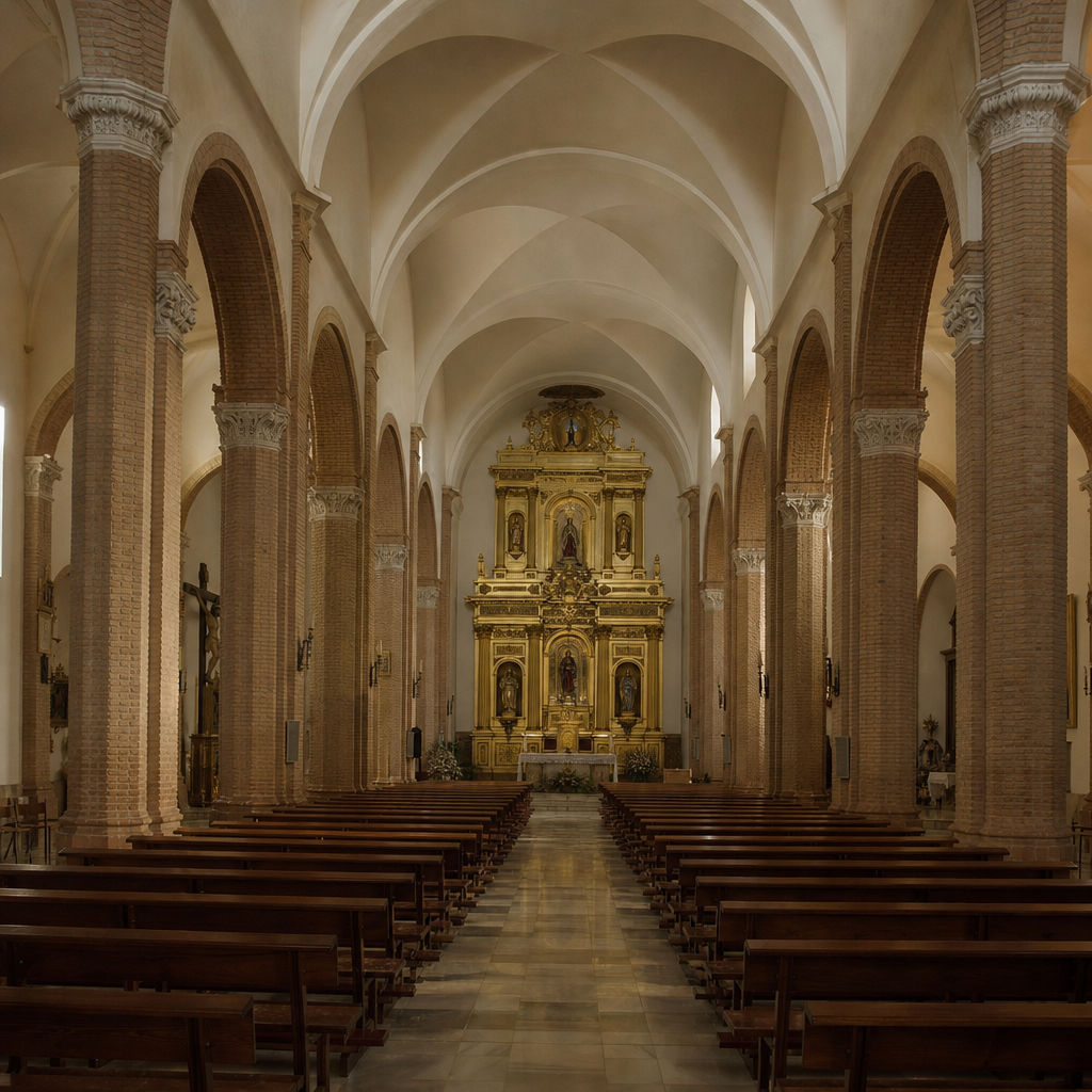 Naves y retablo mayor de la Parroquia de Santa Catalina Mártir de Rute
