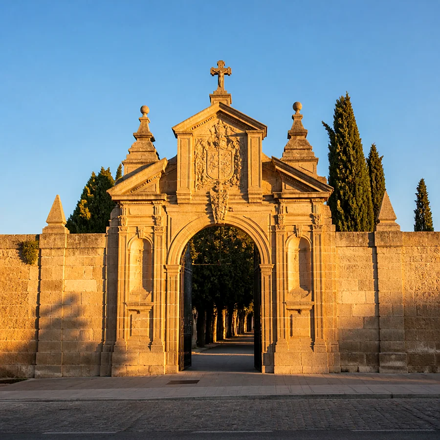 Recreación ilustrativa: Fachada principal del cementerio de San Carlos Borromeo de Salamanca