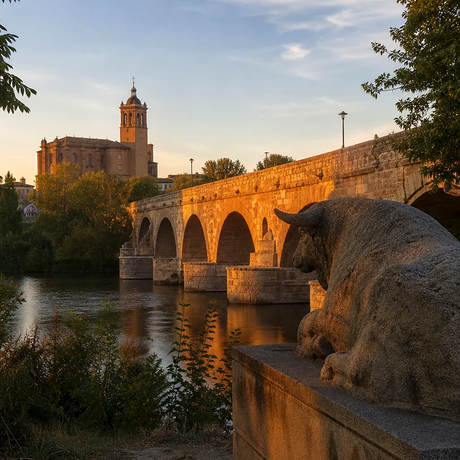 Recreación ilustrativa: Ribera del río Tormes y paseo fluvial de Salamanca