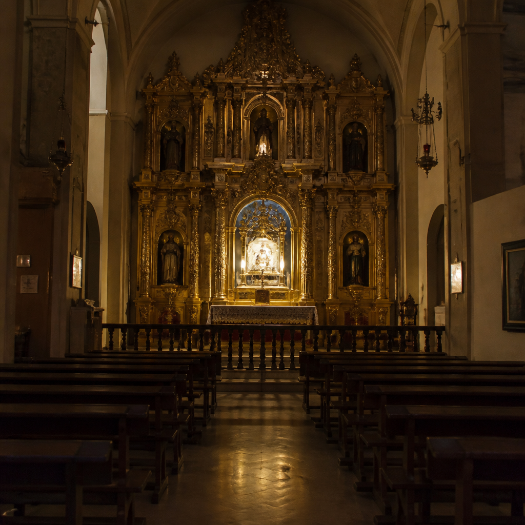 Retablo mayor con la urna del sepulcro de San Juan de Ávila en Montilla