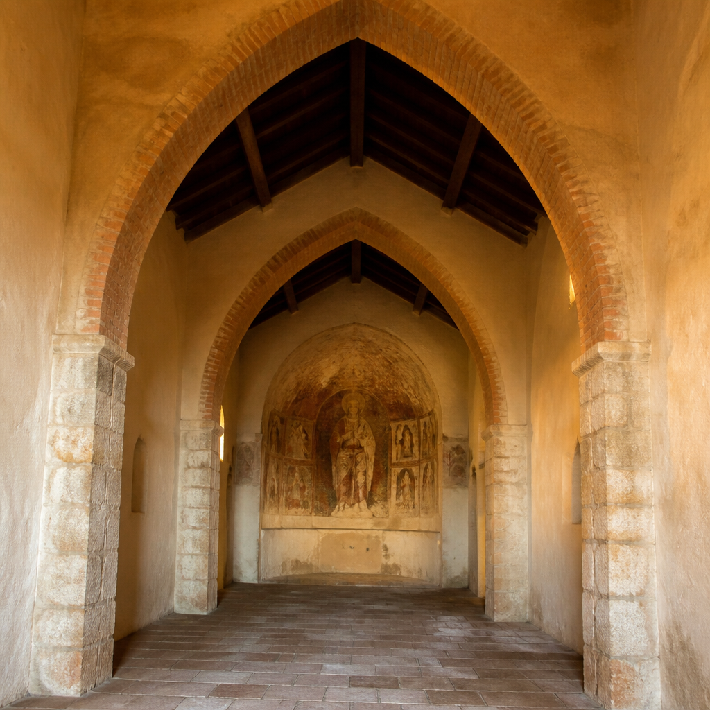 Nave y fresco de Santa Eufemia en la ermita de El Donadío