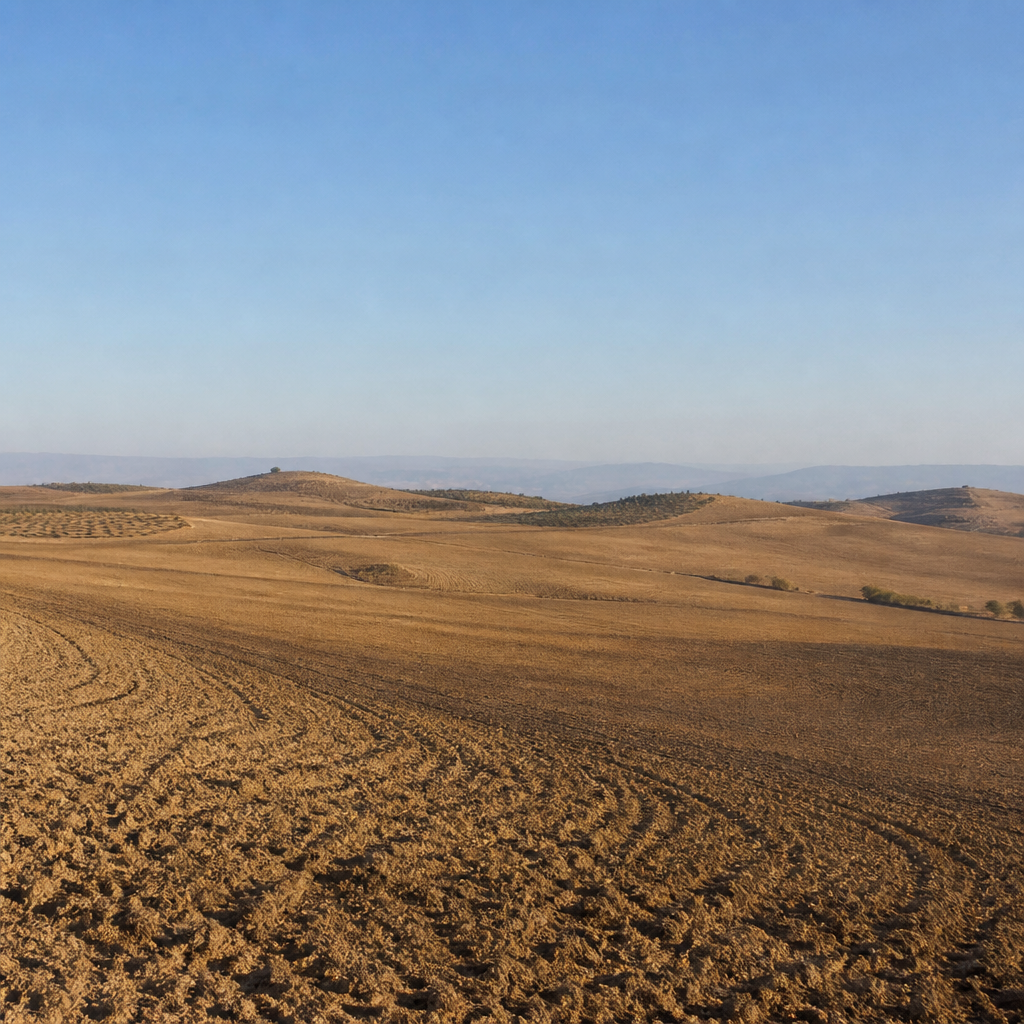 Meseta del Cerro de la Mitra en Santaella, yacimiento arqueológico con campos de labor