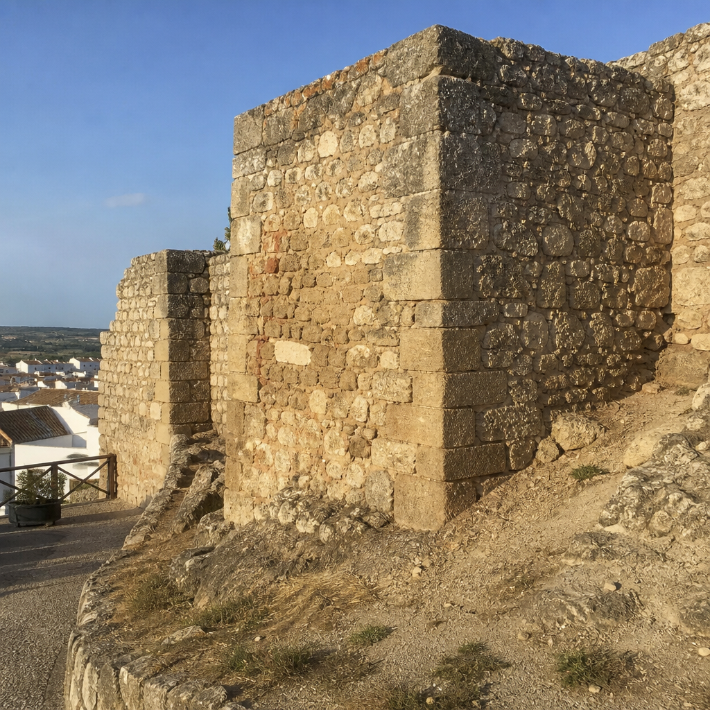 Tramo de muralla del yacimiento que da hacia la Plaza Mayor.