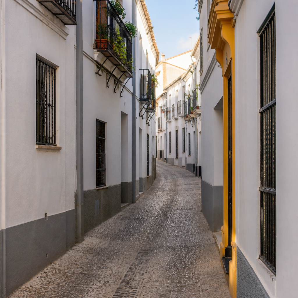 Tramo estrecho del recorrido de Lucena donde los santeros hacen pasar los tronos