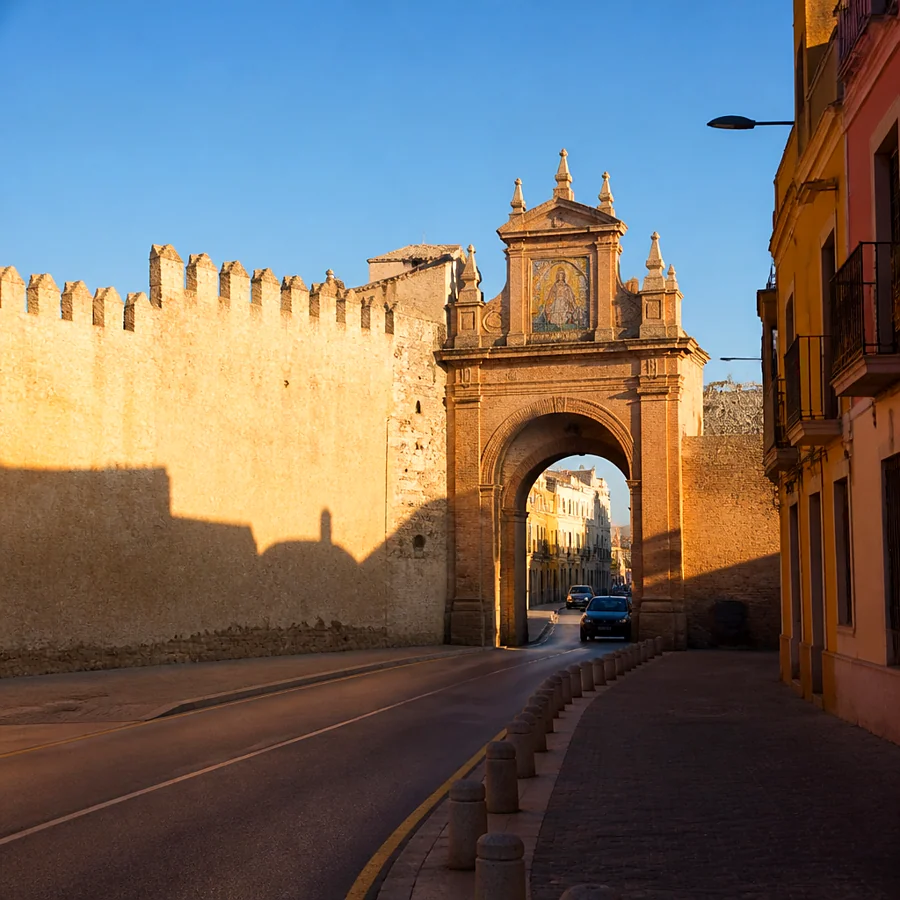 Recreación ilustrativa: Basílica de la Macarena y murallas de Sevilla