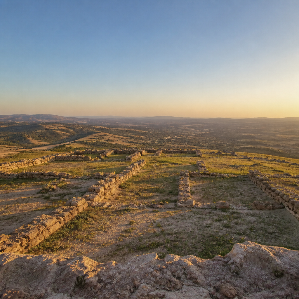Cimientos del poblado y vistas desde el Castillo de Almogávar, Torrecampo