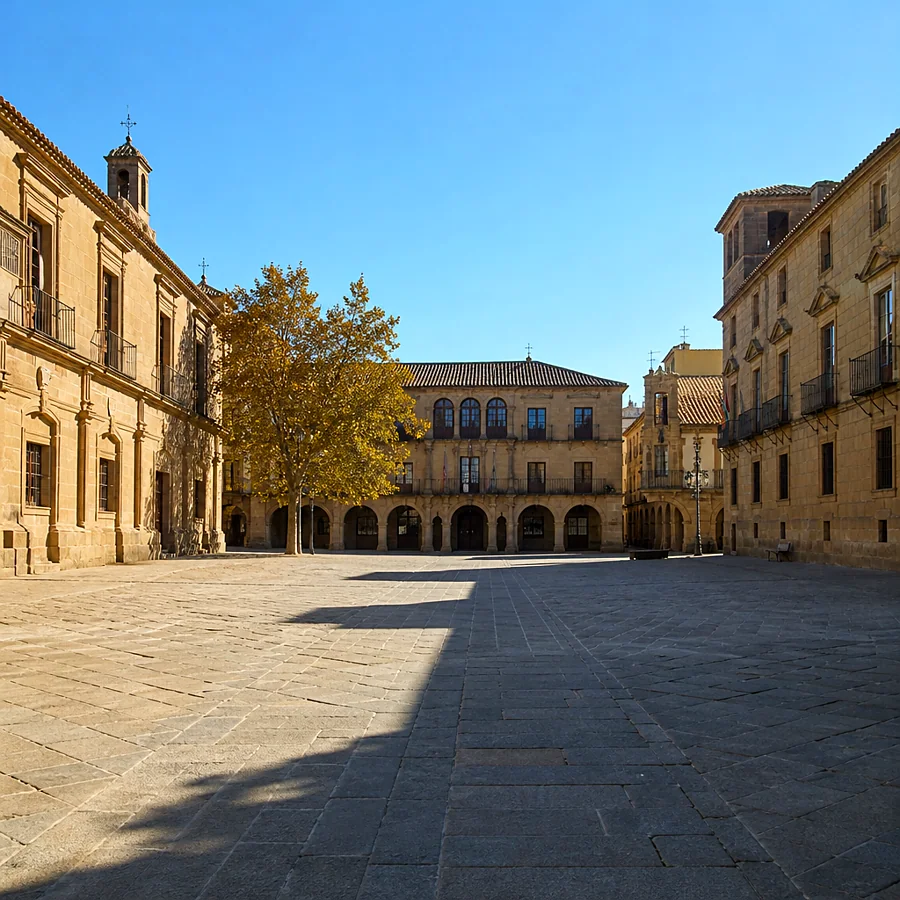 Recreación ilustrativa: Explanada de la Plaza 1º de Mayo de Úbeda, antiguo Paseo del Mercado