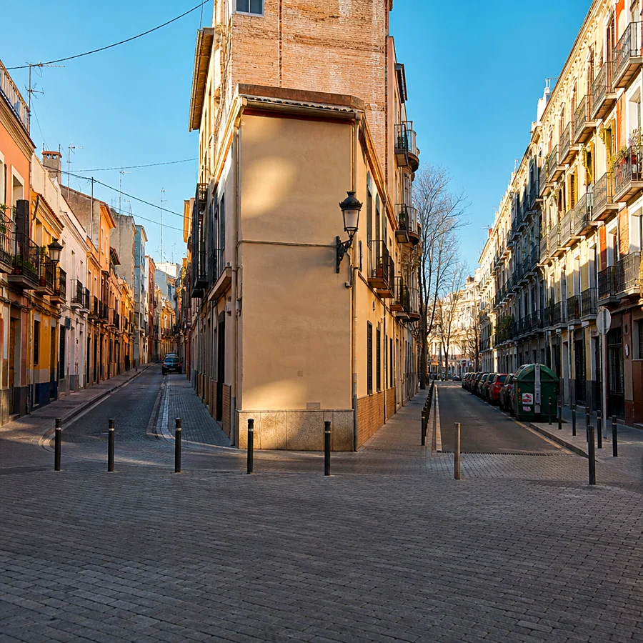 Recreación ilustrativa: Calles del antiguo pueblo de Ruzafa y ensanche, València