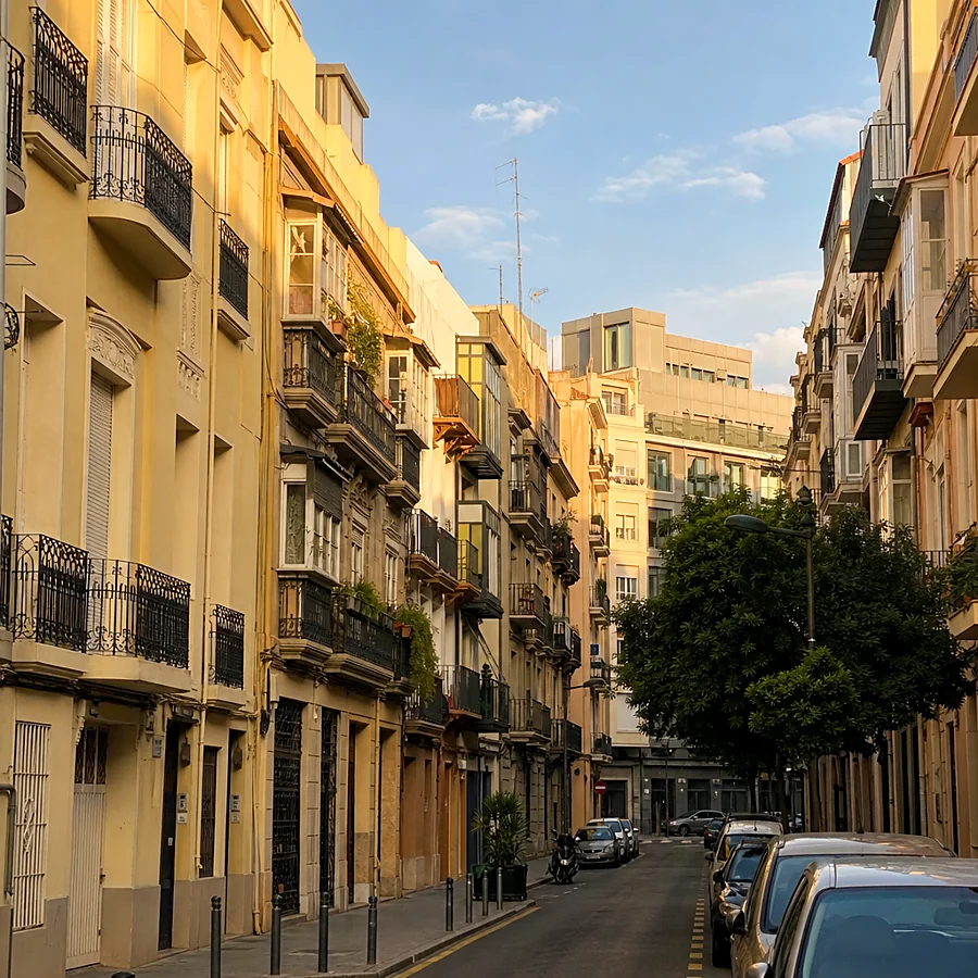 Recreación ilustrativa: Calle Sueca en el barrio de Ruzafa, València