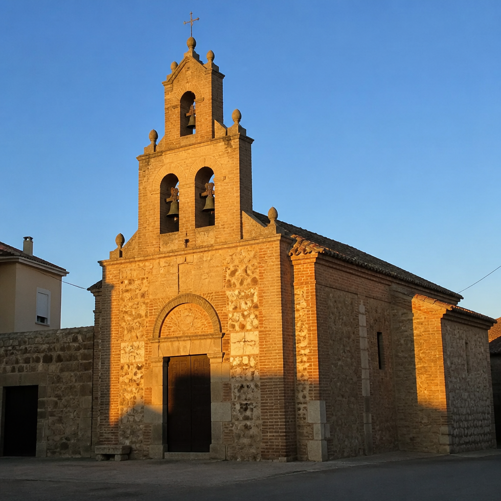 Espadaña y portada de la capilla del Hospital de Jesús y María en Valenzuela, cerca de la iglesia de la Asunción