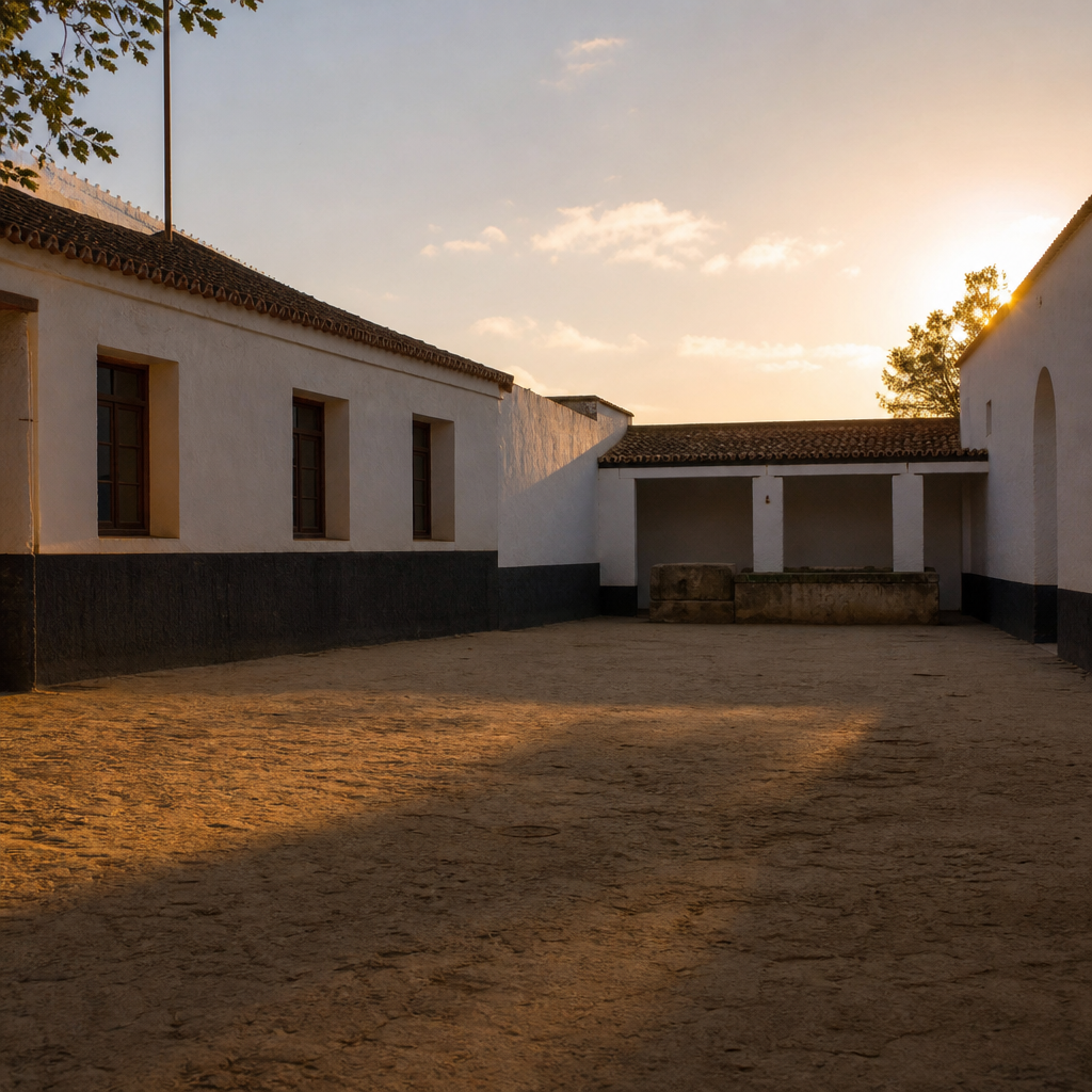 Patio interior del Antiguo Cuartel de la Guardia Civil de Valsequillo con la galería baja