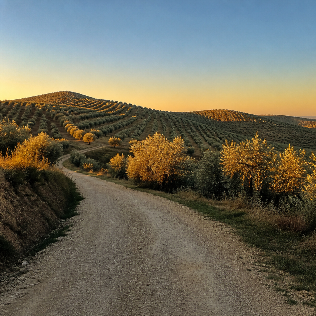 Olivares junto a la Vía Verde del Aceite entre Doña Mencía y Cabra